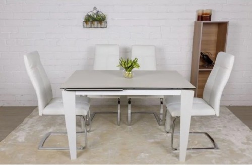 ​Стол обеденный Nicolas ALTA Керамика белый мат 120 (50)*80*76